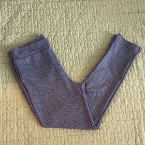 Grey & Black Plaid Straight Leg Elastic Pants & Waist band Size Large-No Label
